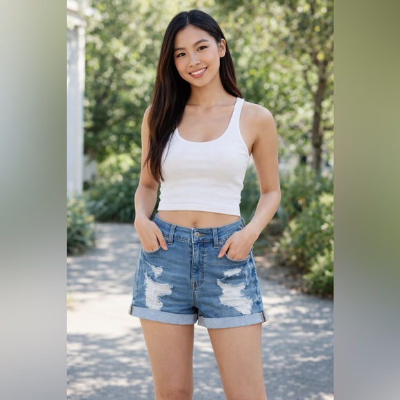Aeropostale Pants - Aeropostale Women's Blue Denim High Rise Midi Shorts 3”